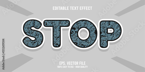 Editable text effect STOP word art typography illustration template style premium vector