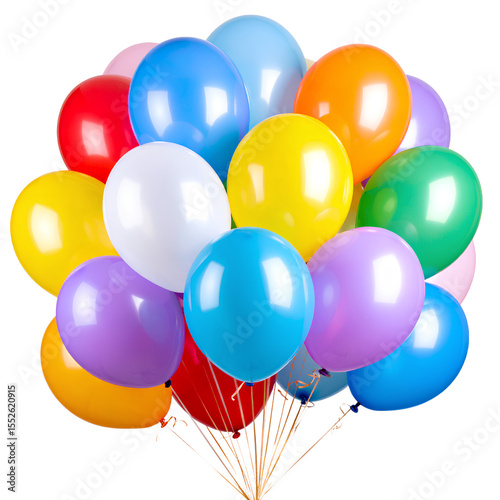Flat Cartoon Birthday Balloons with Stars and Decorative Patterns Transparent Background