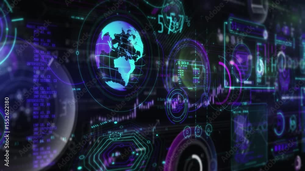 Futuristic global data analysis displaying interactive charts and graphs Futuristic global data analysis displaying interactive charts and graphs