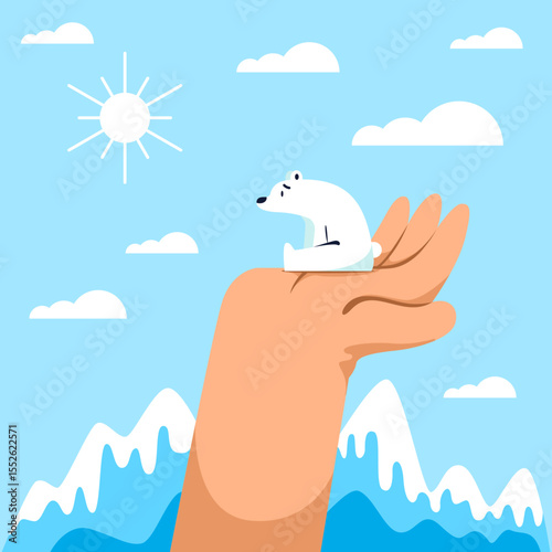 Exploring polar circle habitat illustration