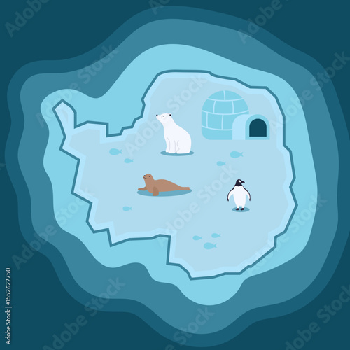 Exploring polar circle habitat illustration