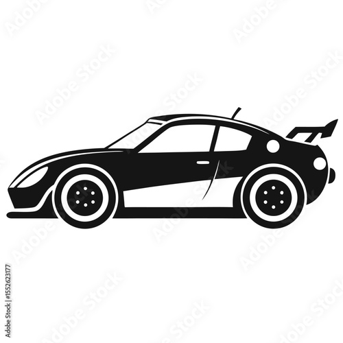 black racing car isolated on white