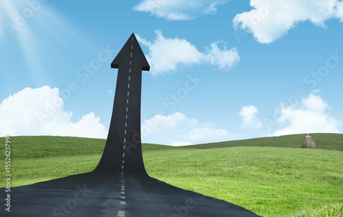 Arrow road sign against cloudy sky