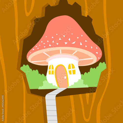 Mushroom fantasy world illustration