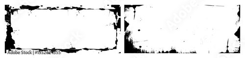 Vector Distressed rectangular frame with splattered and scratched edges.