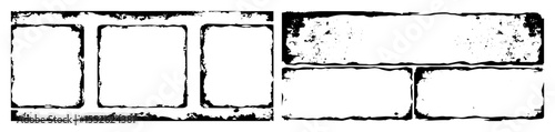 Vector Rectangular frames collection with distressed edges.