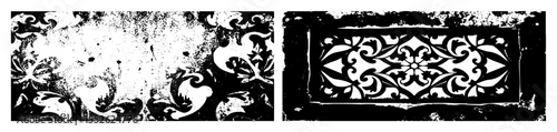 Vector Ornate floral vector designs with distressed edges.