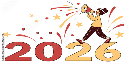  Announcing the year 2026 with a megaphone announcement design