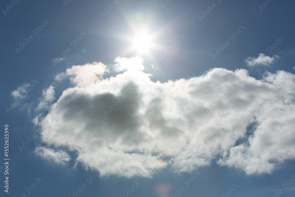 Obraz premium Blue sky with clouds and sun