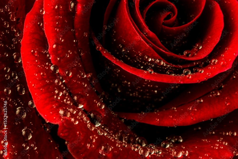 Fototapeta premium Red rose with water drops