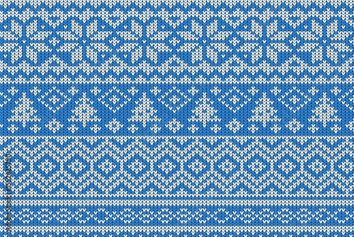 Knitting Christmas vector background snowflakes