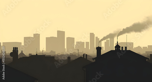  Factory smoke city, Silhouette city with smoke, Pollution background, Industrial city pollution, Dirty air urban view, City with chimneys, Polluted environment graphic, Environmental crisis city, Smo