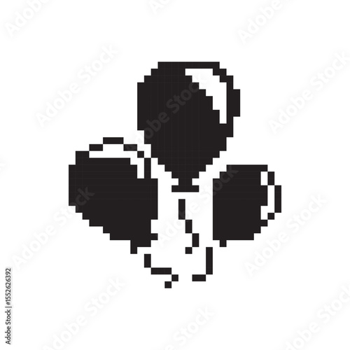 balloon icon pixel art, vector illustration on isolated background.
