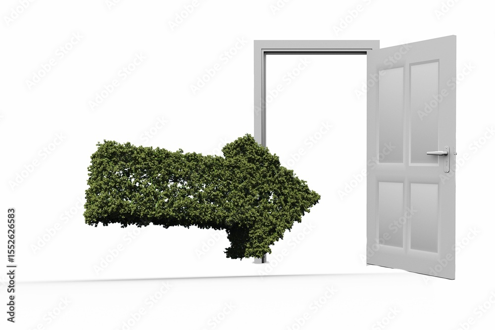 Naklejka premium Arrow sign exiting out of door