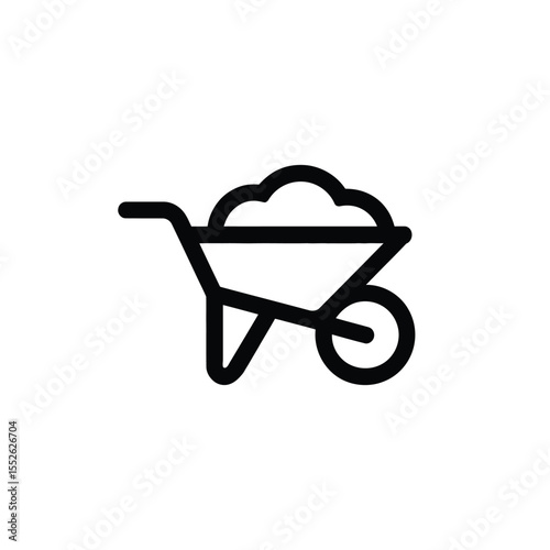 Wheelbarrow with Soil Outline Icon