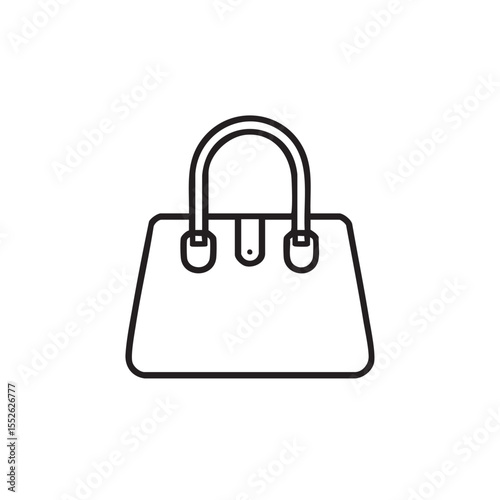 A black and white line icon of a simple handbag.