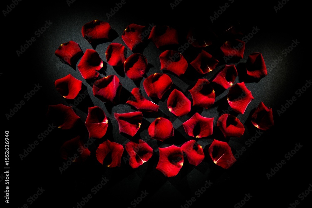 Naklejka premium Scattered red rose petals
