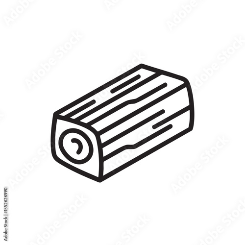 A black and white line icon of a log