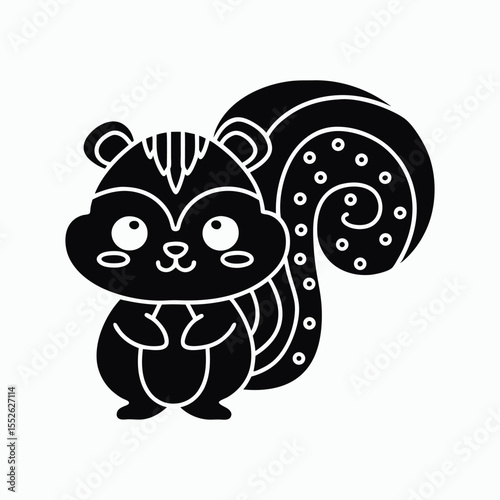 Cute Squirrel Coloring Page for Kids Animal Fun Vector, Illustration