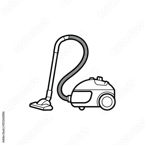 Vacuum cleaner line art illustration for cleaning and household chores