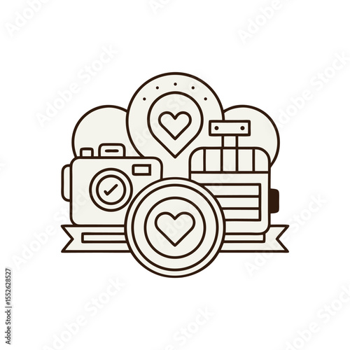Camera Heart photographer logo design of Line art style