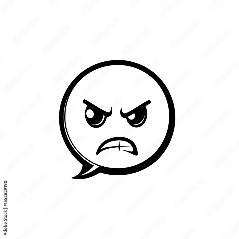 Fototapeta premium Highly expressive shouting face in a circular chat icon for aggressive communication visuals