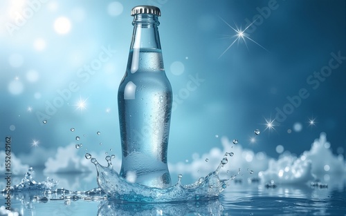 Sparkling water ad composition. High quality
