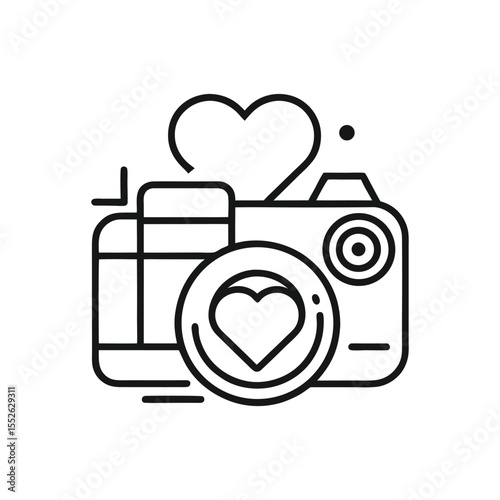 Camera Heart photographer logo design of Line art style