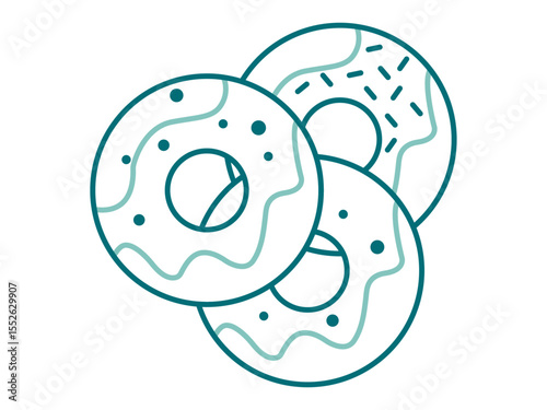 Donuts icon. Fast food outline icon. Simple junk food and street food vector illustration in modern thin line style.