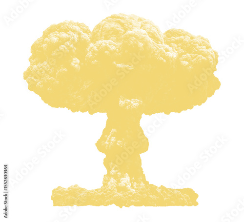 Yellow explosion cloud silhouette with abstract mushroom shape.
