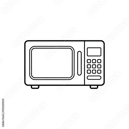 Simple Line Drawing of a Modern Microwave Oven