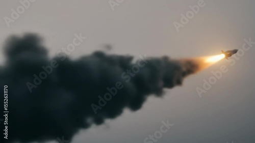 Supersonic Missile in Mid-Air Flight with Vapor Trail