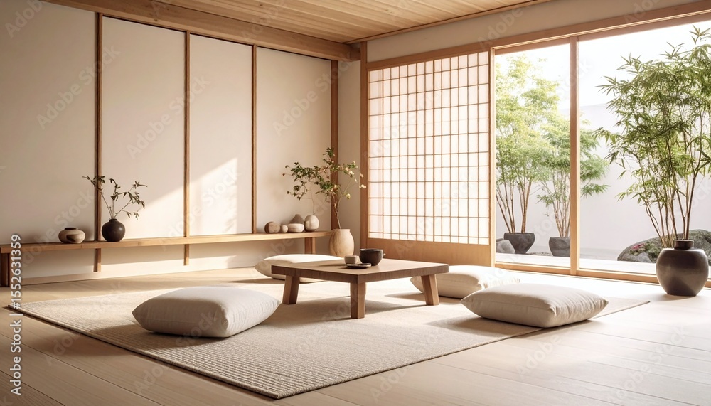 Fototapeta premium Serene Minimalist Living Room Interior Design