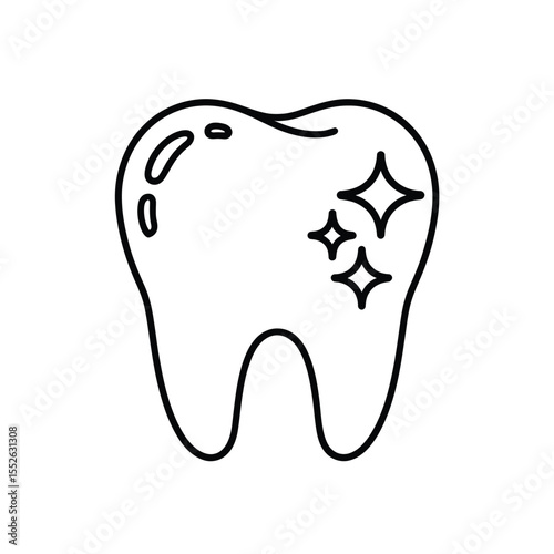 Clean Shiny Tooth Icon Illustration Design
