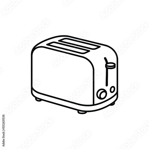 Toaster outline illustration kitchen appliance for breakfast simple black and white design