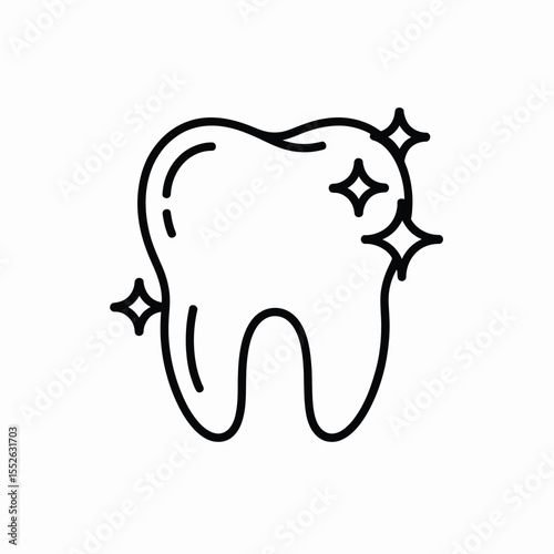Clean Shiny Tooth Icon Line Art Illustration