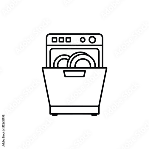 Dishwasher Icon Line Art Clean Dishes Appliance