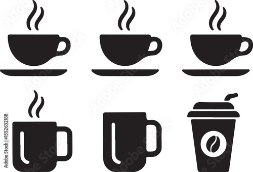 Coffee cup icons set. Vector