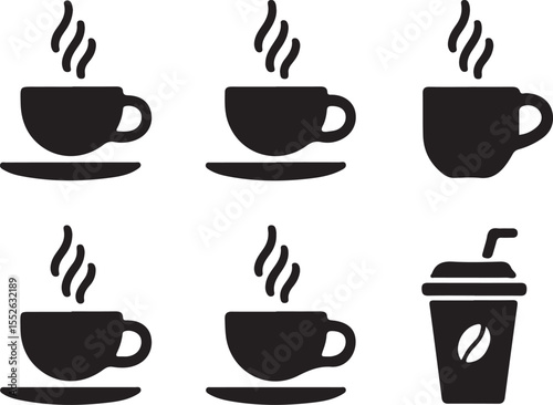 Coffee cup icons set. Vector
