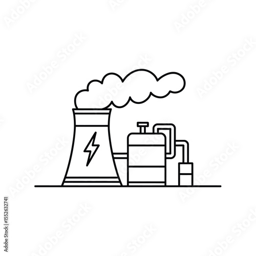 Power Plant Icon Line Art Illustration