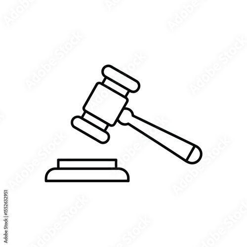 Gavel Icon Line Art Legal Justice Symbol