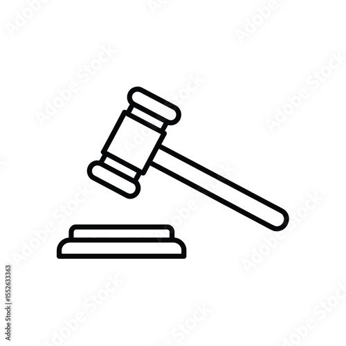 Gavel and Sound Block Icon Line Art