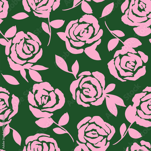 Hand drawn roses seamless pattern. Vintage flowers vector. Romantic floral background for fabric, textiles, cards, wallpaper, wall art, packaging, covers, posters, banners, home decor.