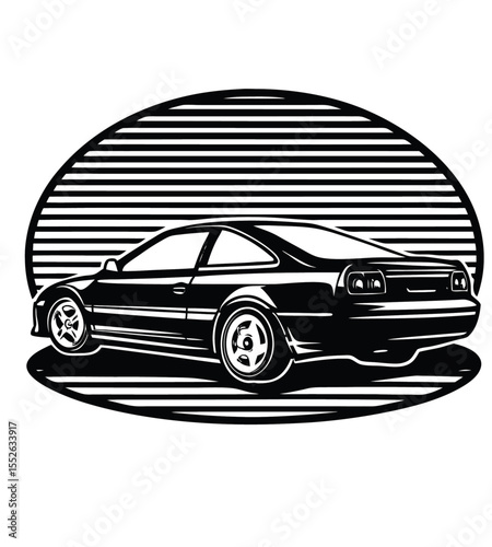 car vector illustration "Vector artwork of a retro black car with stylized wheels and chrome details."