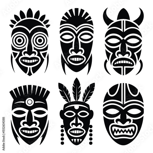 Six Tribal Masks: Pixel Art Designs for Cultural Exploration