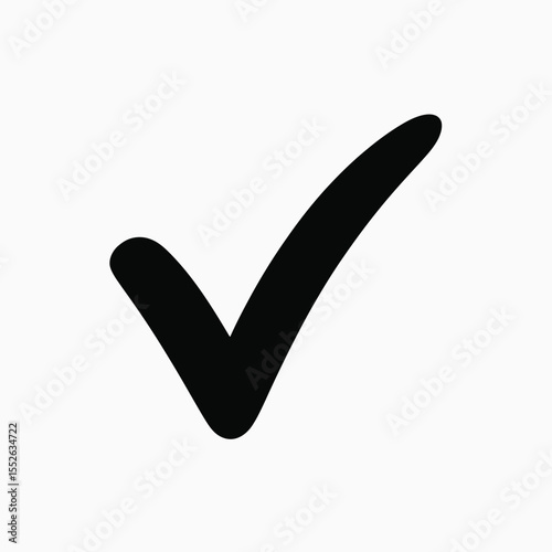 Hand Drawn Check Mark Illustration in Black on White Background