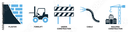 Set construction icon vector illustrating building a scene or stage. Ideal for film, theater, events, exhibition design, and creative production themes.	