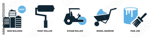 Set construction icon vector illustrating building a scene or stage. Ideal for film, theater, events, exhibition design, and creative production themes.	