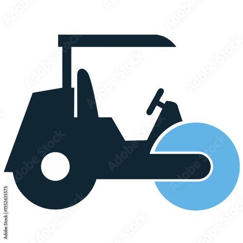 Steamroller icon vector, symbolizing road construction, compaction, and heavy-duty work. Perfect for infrastructure projects, pavement laying, and ground leveling.