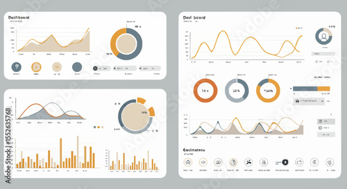 Dashboard infographic displaying business data visualization elements
